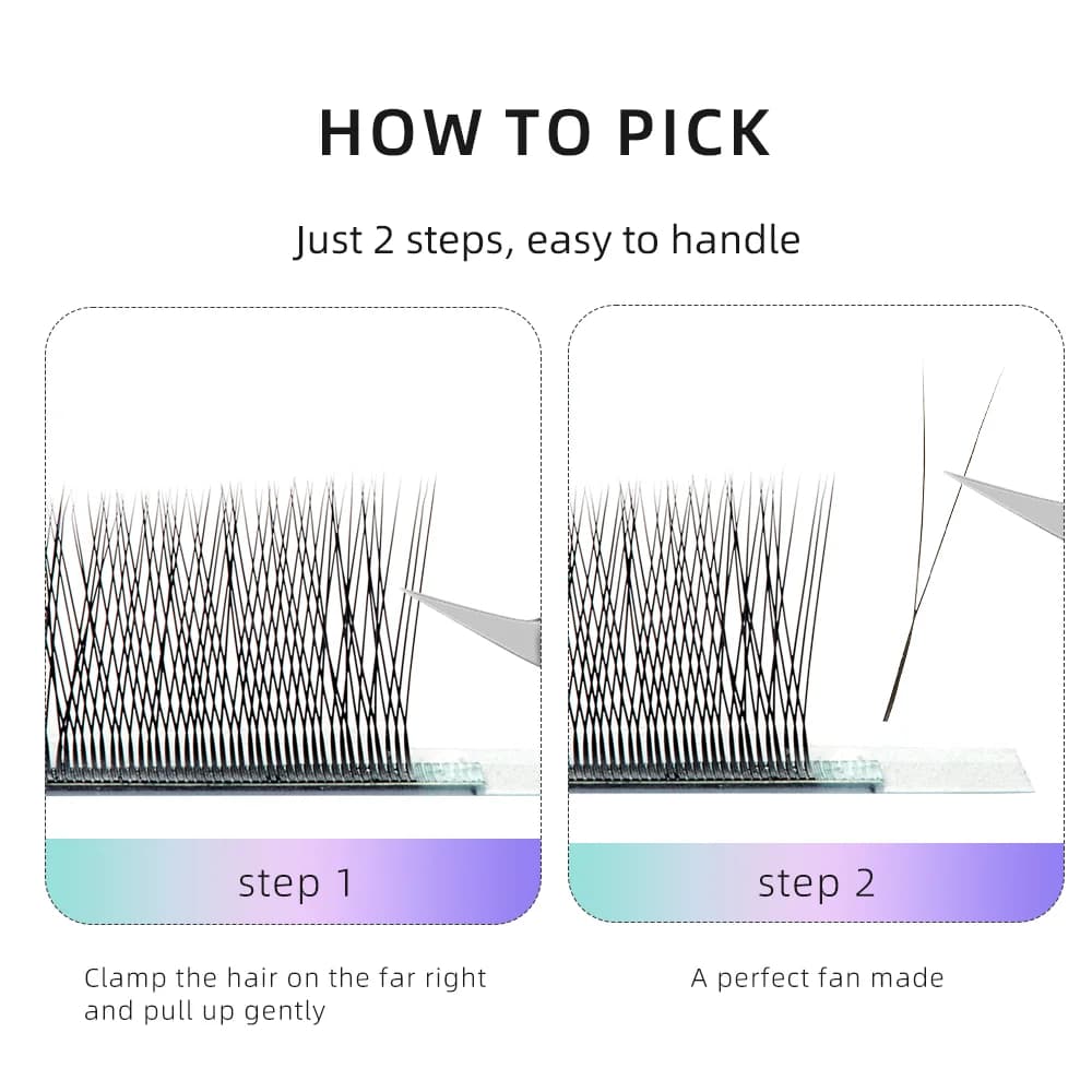 Single Tip 2D Y-form Handvävda Ögonfransförlängningar