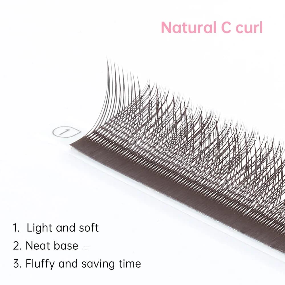 Bruna Y-formade individuella fransar, C-curl 0,05 mm