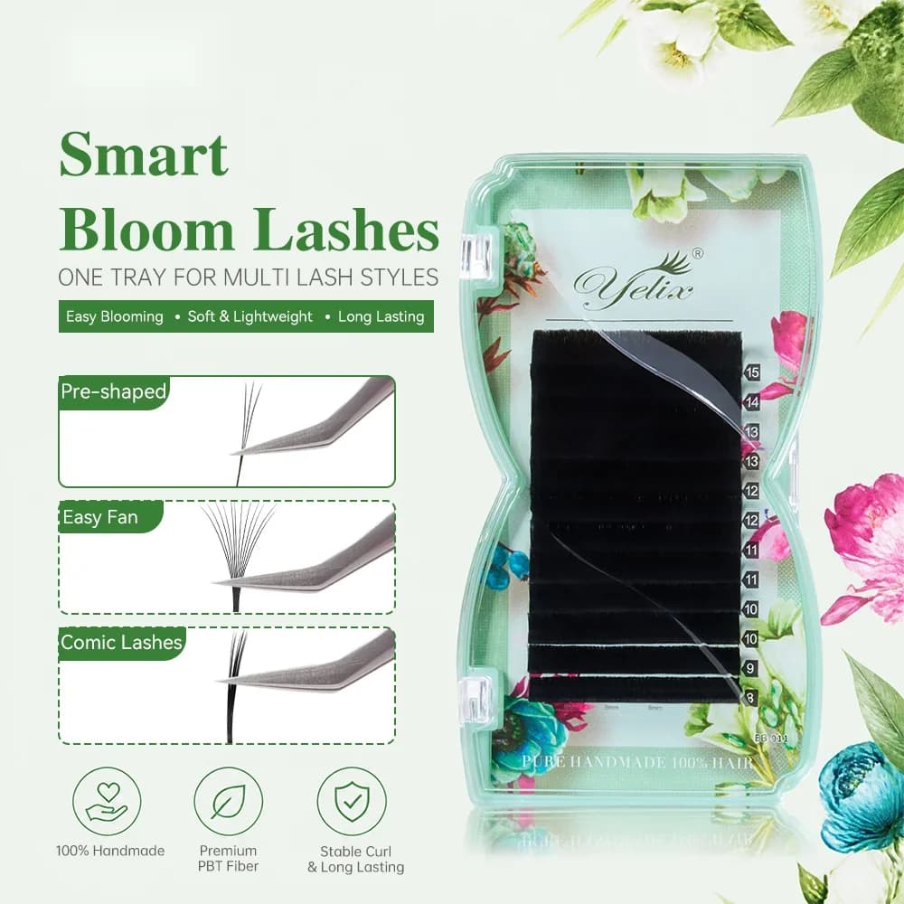 Smart Bloom W-formade färdiga volymviftar för fransförlängning