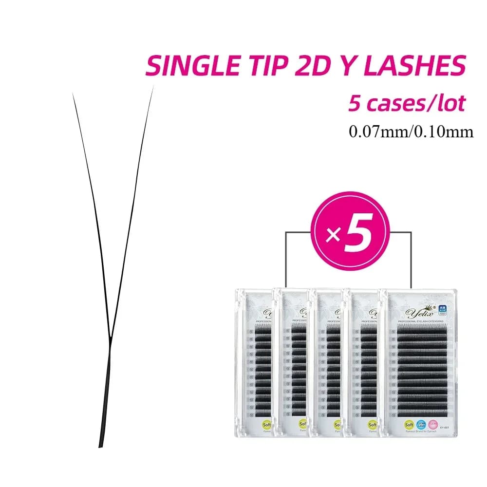 2D Y lash förlängningar, 5 askar, högdensitets nät