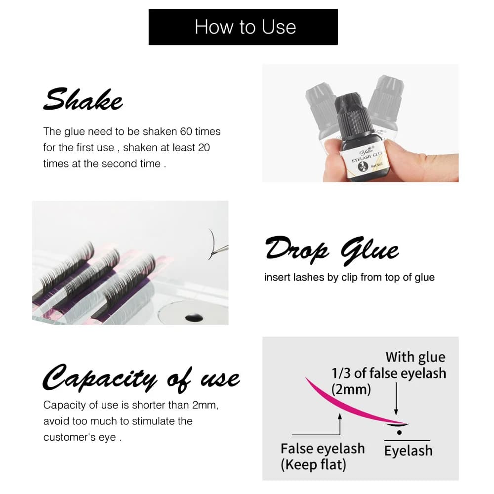 Professionell Lim för Ögonfransförlängning 5 ml 3-pack