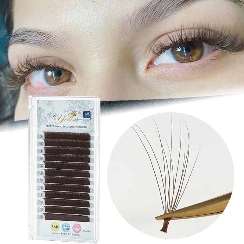 Mörkbruna Easy Fan-vippförlängningar C/D-kurva 8-15 mm